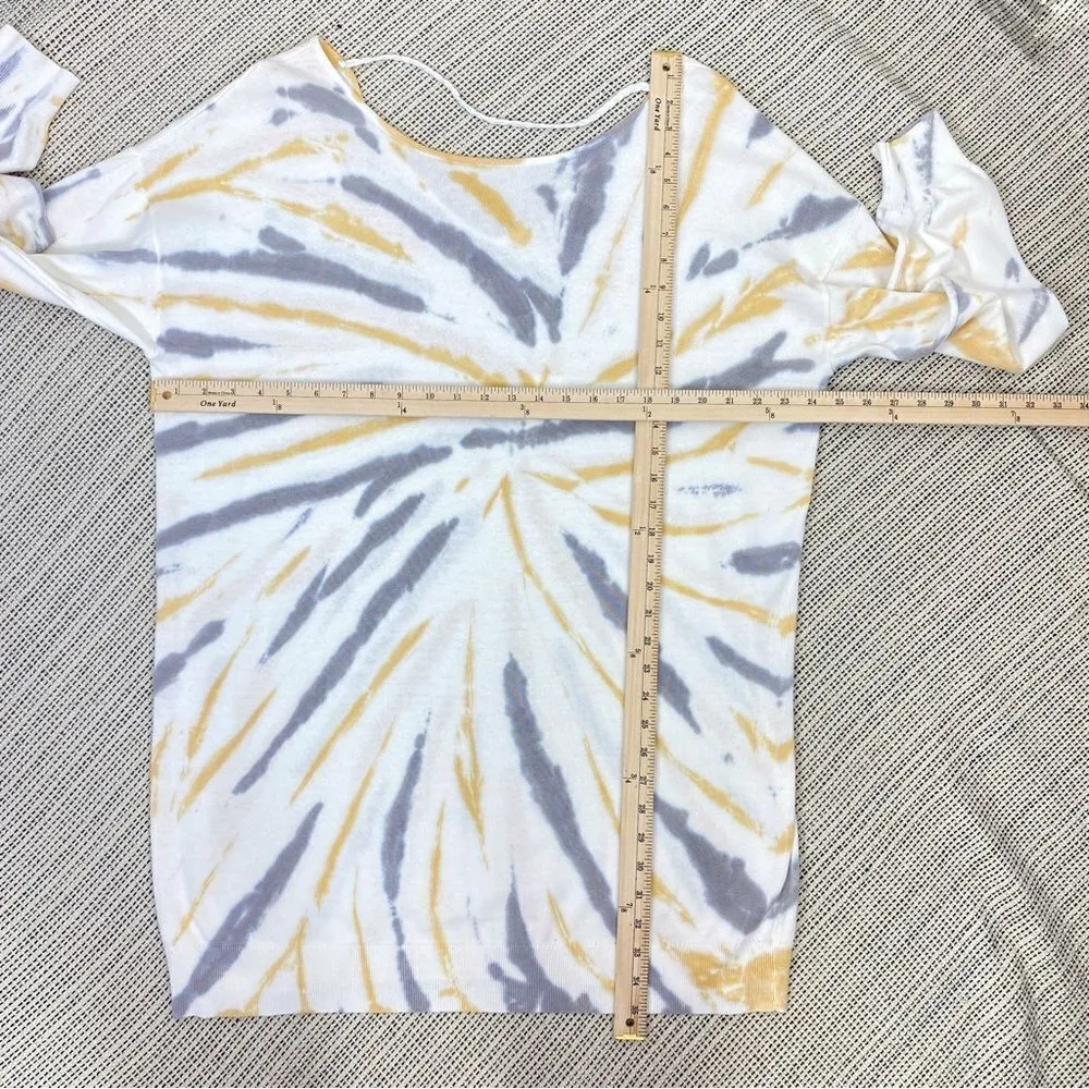 Cato Tie Dye V Back‎ Tunic Sweater Dress White Yellow Gray XL - Image 12