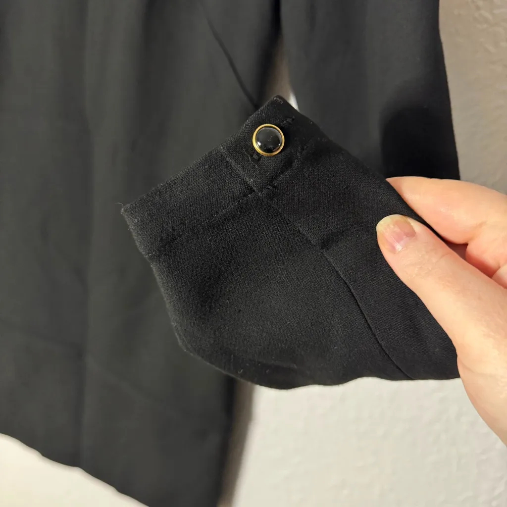 Shoshanna Black Long Sleeve Round Neck Shift Dress Pockets Formal Cocktail sz 0 - Image 2