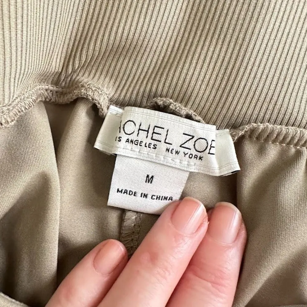 Rachel Zoe Relaxed Fit Versatile Wear Stretch Taper Pants Pocket Tan Size Medium - Image 7