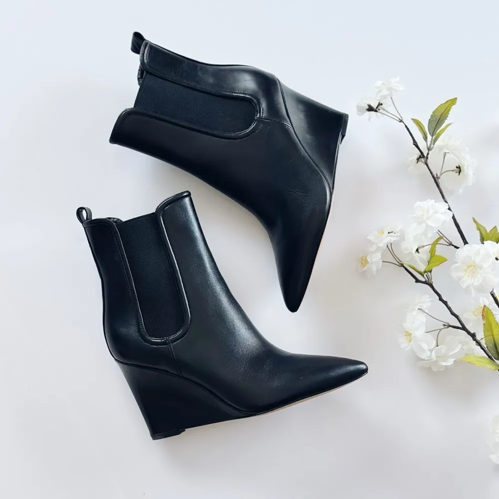 NEW Veronica Beard Iluska Wedge Boots Black Designer - Image 2