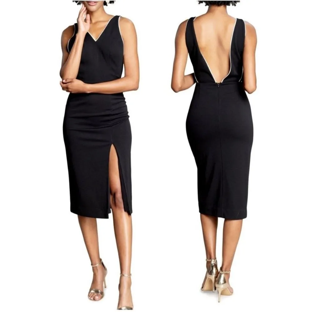 Dress The Population Gianna Low Back Sheath Dress Women’s Medium Black Midi - Image 2