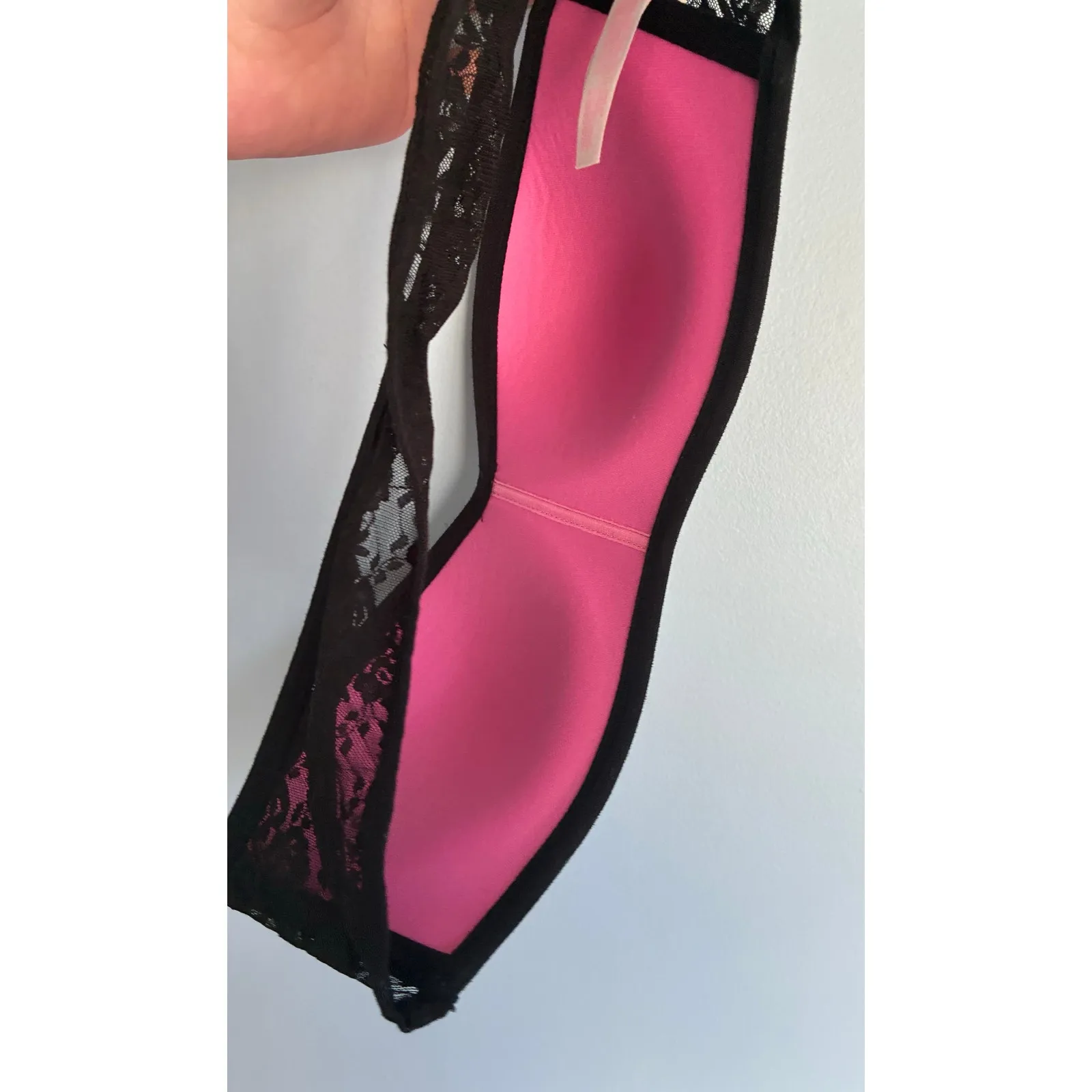 Victoria's Secret PINK Black Lace Strapless Bralette Wireless Medium - Image 6
