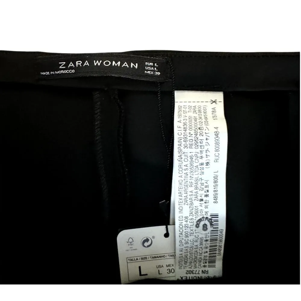 ZARA Black Skirt Peplum Hem Knee Length Zipper Closure Large NWT - Image 6