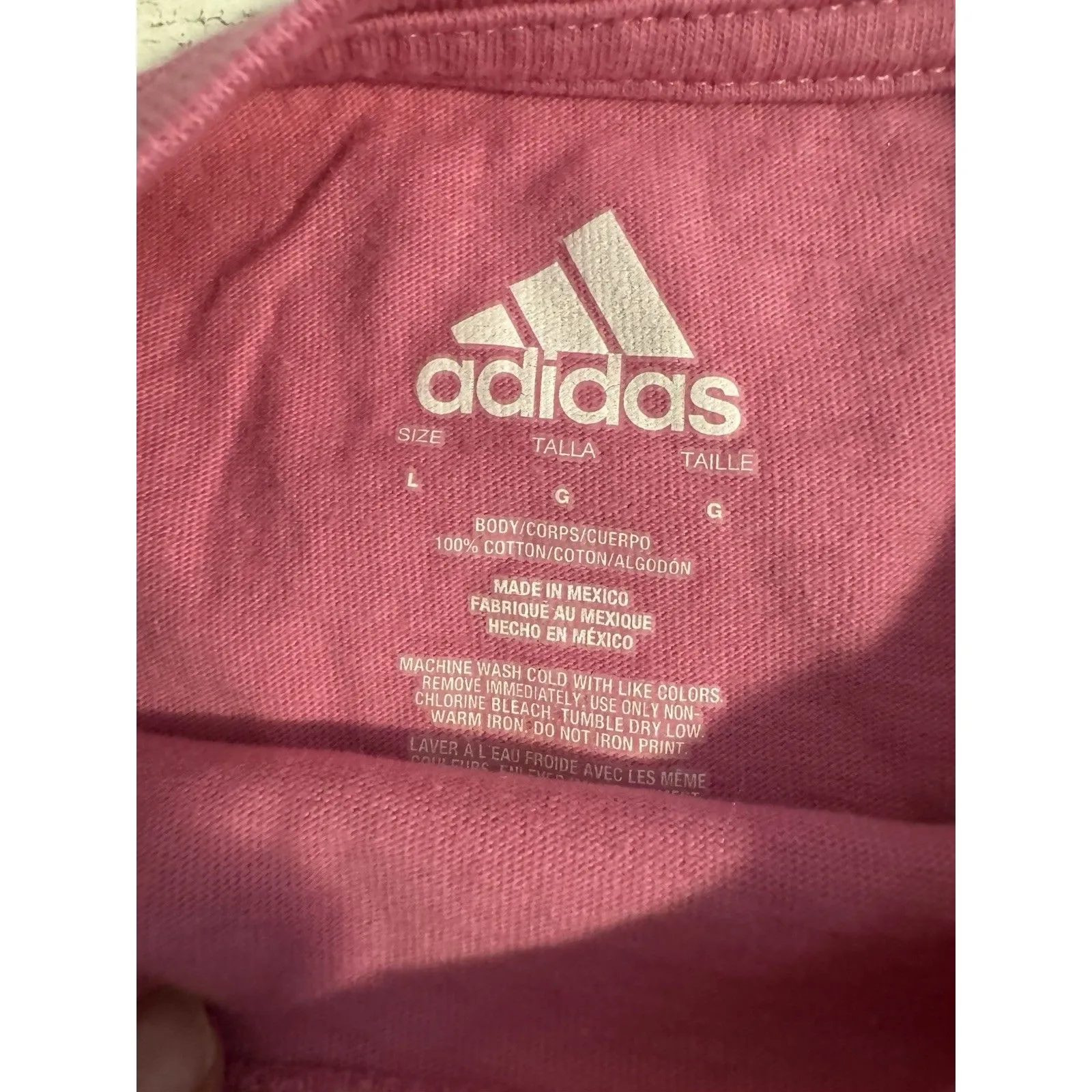 Adidas Women's Short Sleeve Pink Pullover T-Shirt  EUC Size L Top Sport - Image 6