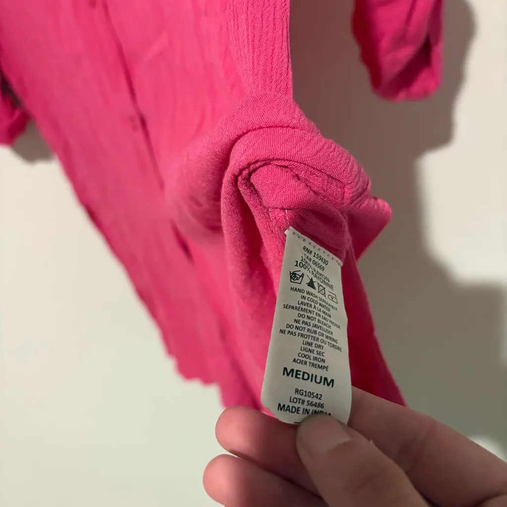 Elan‎ Women's Gauze Button-Up Shirt Blouse pink size medium - Image 4