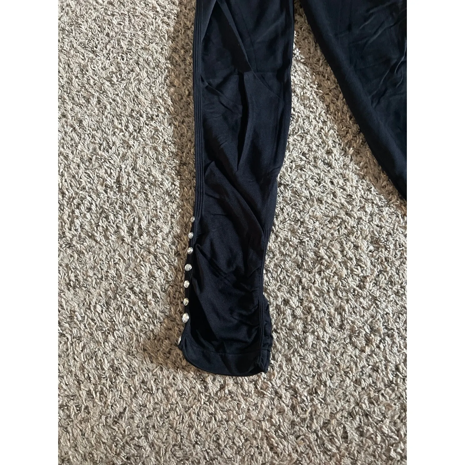 Soho Lady Women's‎ Black with rhinestones on the side capri tights size plus(XL) - Image 2