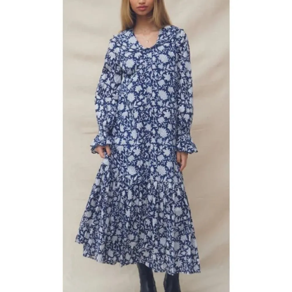 Ophelia & Indigo Navy Floral Tilly Maxi Dress NWT Sz. M Blue Size M - Image 2