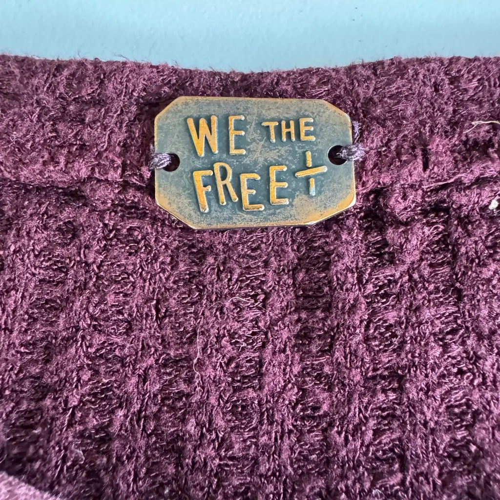 Vintage Y2K Free People We The Free Burgundy Wine Thermal Ruffle Hem Tunic Top - Image 5