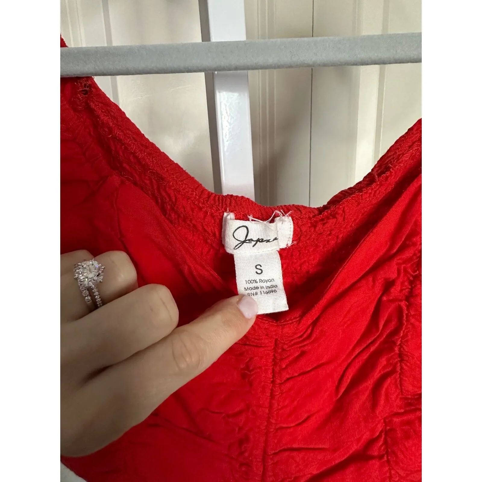 Japna Red Ruched‎ Drawstring Crop Top Sleeveless Blouse Size S - Image 2