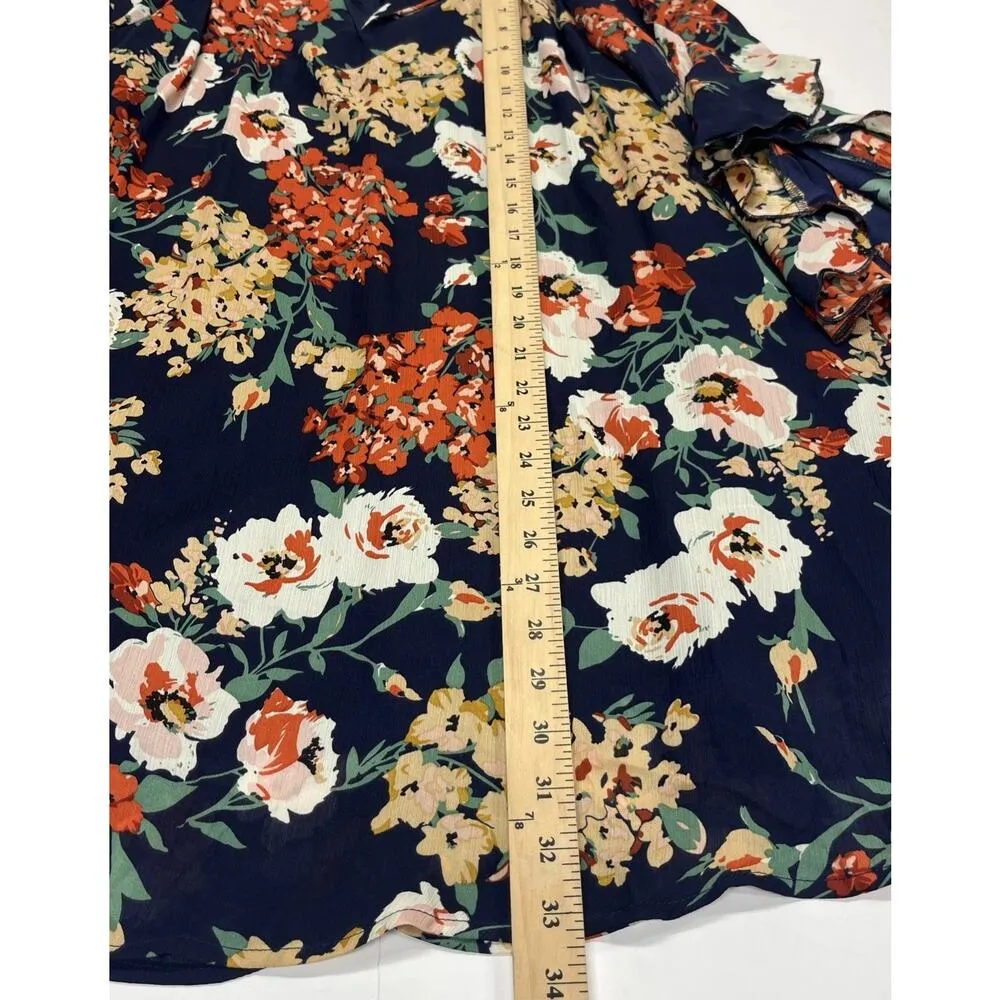 Umgee Babydoll Mini Dress Sz M Floral V Neck Bell Sleeves Festival Boho - Image 15