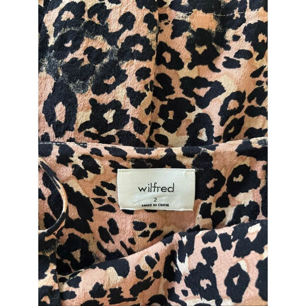 Aritzia Wilfred “Isabelle” Leopard Print Slip Dress Hidden Pockets Size 2 - Image 2