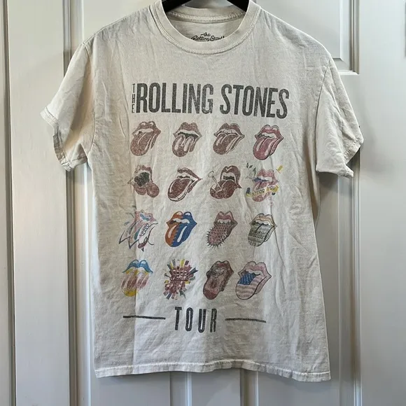 The Rolling Stones Distressed Graphic Logo T Shirt - Size Small/Medium - HOLES - Image 1