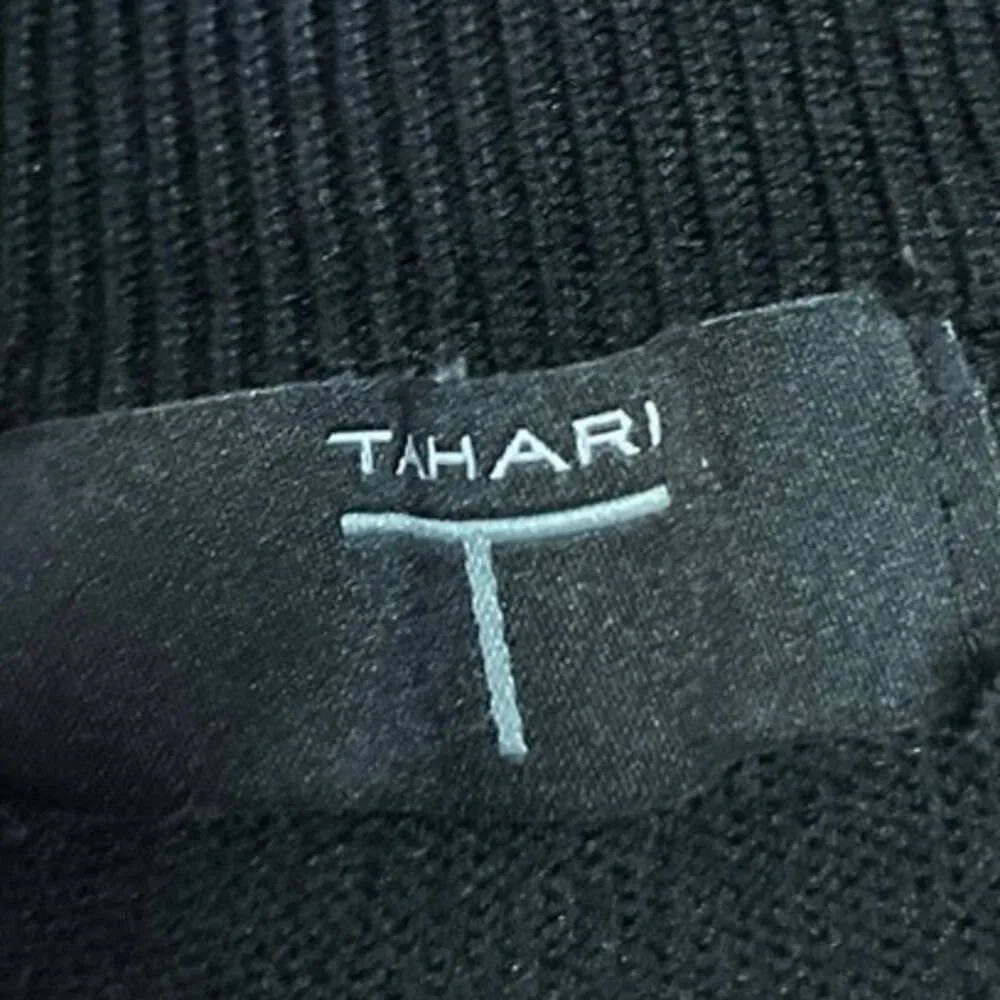 Tahari Women's Black Short Puff Sleeve Knit Turtleneck Blouse Sweater Top Size M - Image 3