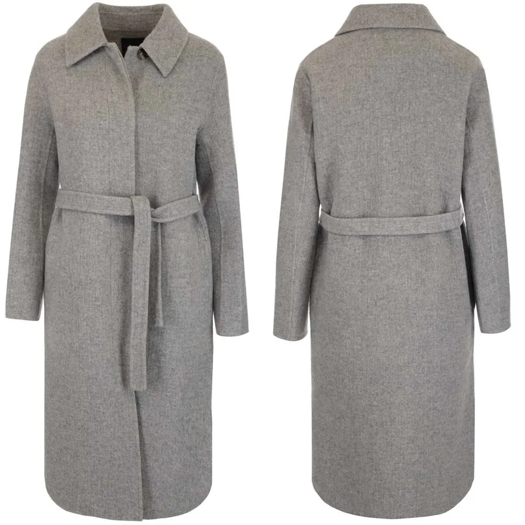 NWT Theory Womens Long Grey Wool and Cashmere Shirttail Belted Coat, size XS - Image 3