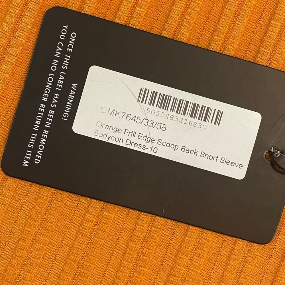 Pretty Little Thing-Orange Frill Edge Scoop Back Short Sleeve Bodycon Dress-SZ 6 - Image 8