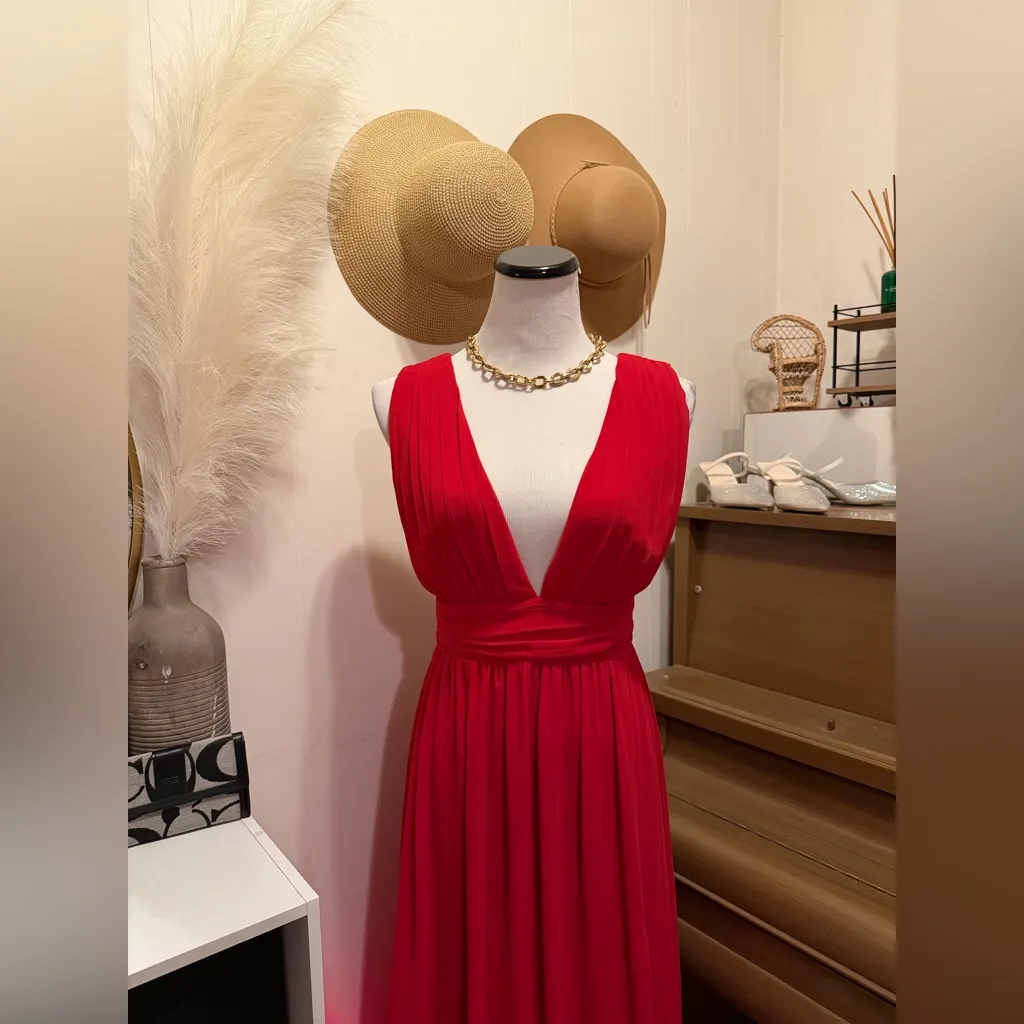 Lulus Women's Red Heavenly Hues Magenta Maxi Dress Size Small V Neck Sleeveless - Image 6