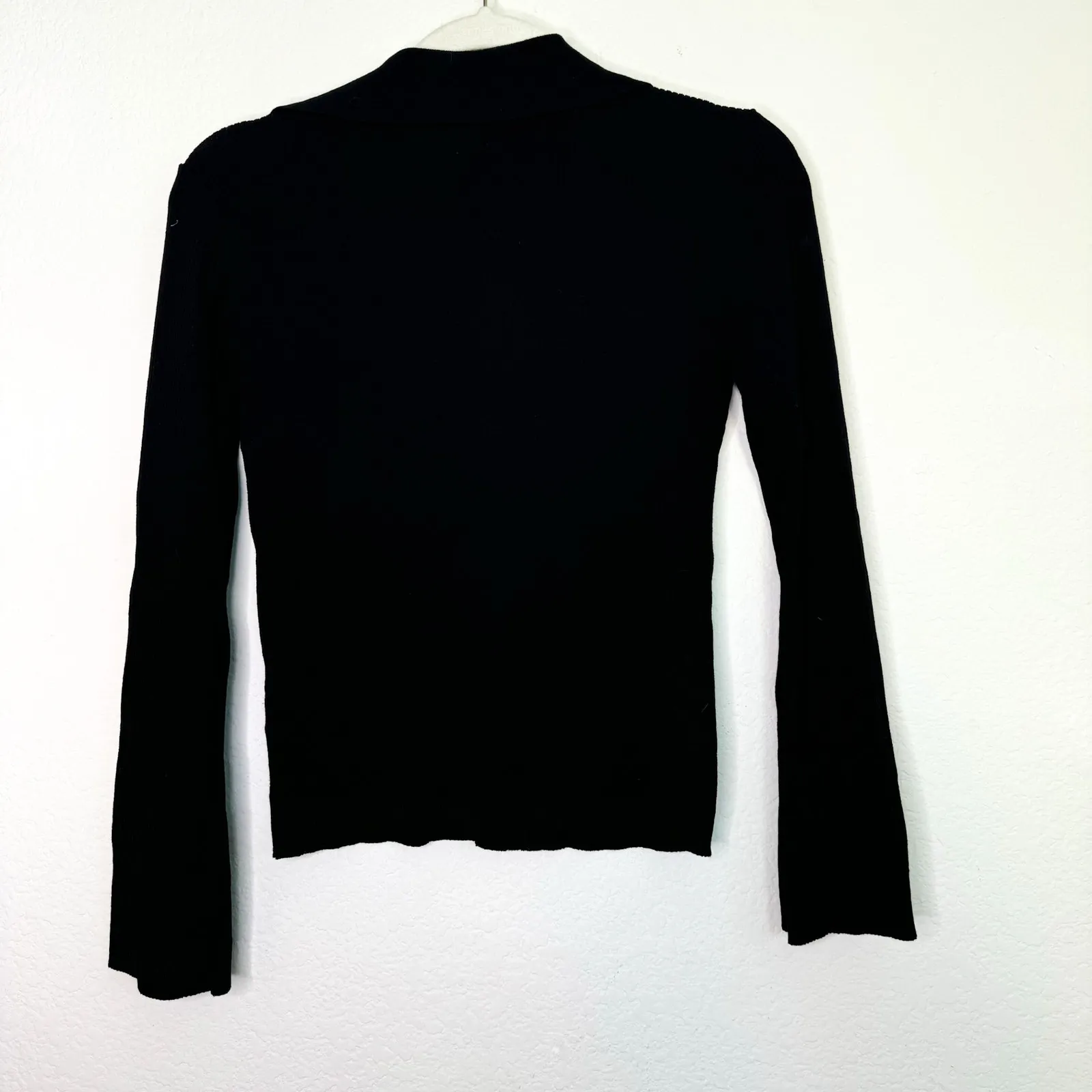 Topshop Black Ribbed Button Front Top - Image 4