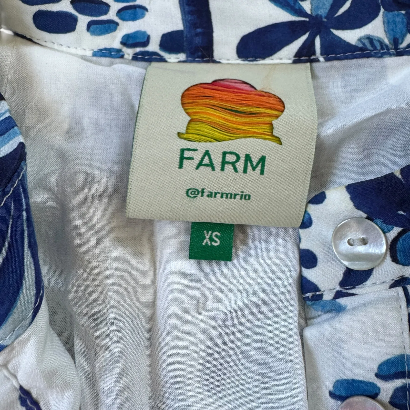 Farm Rio Sweet Rio Mini Dress Blue White - Image 5