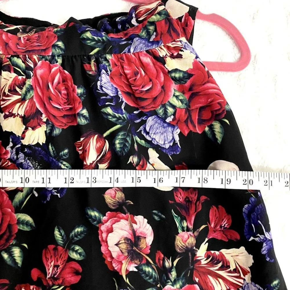 Modcloth Flaunts and Needs Navy Floral Chiffon Sleeveless Party A-line Dress M - Image 10