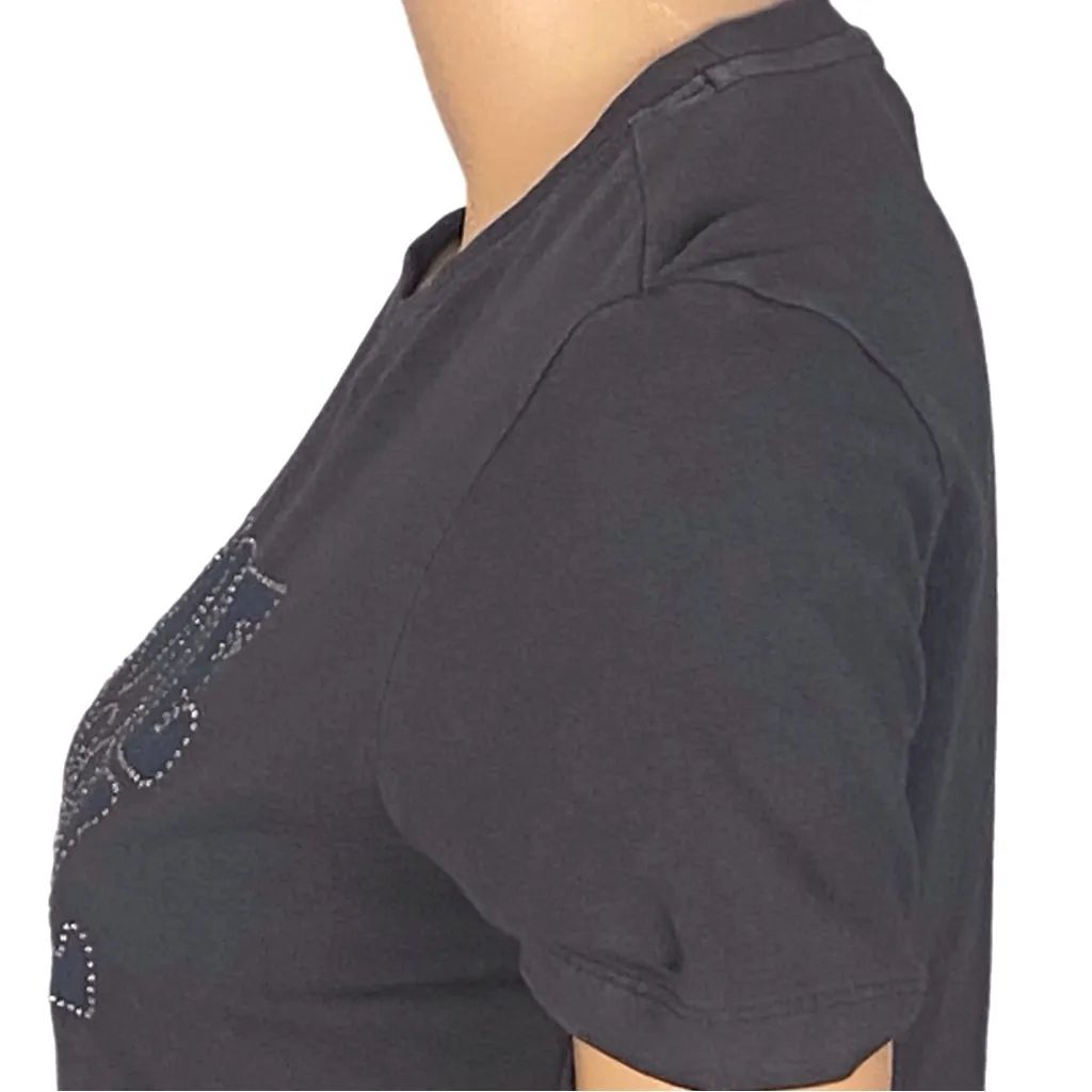 DESIGUAL dark grey tee with LOVE DSGL trimmed in tiny crystals Medium VGUC - Image 7