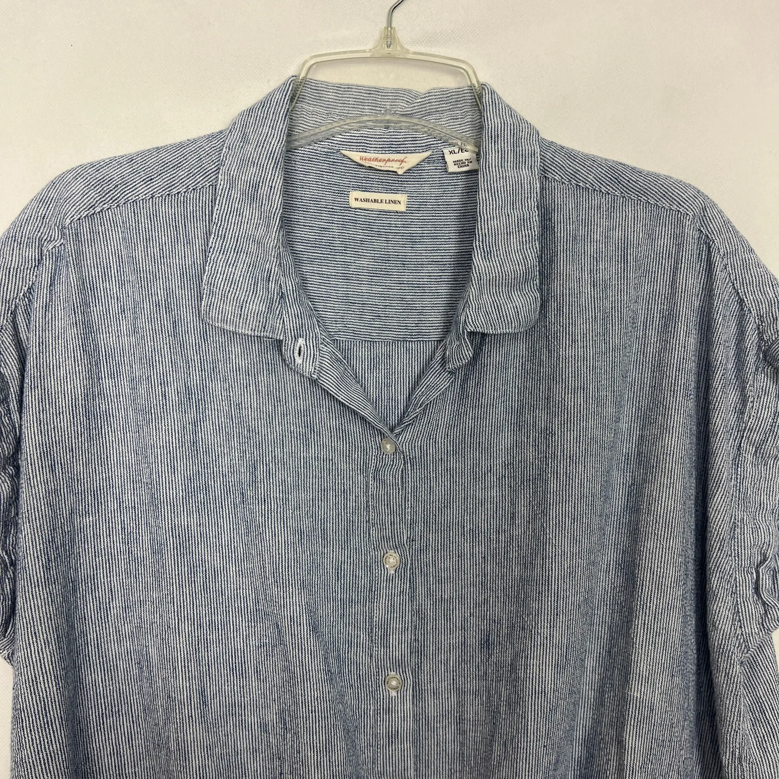 Weatherproof Linen Blend Striped Button Down Tie Front Top Size XL - Image 3