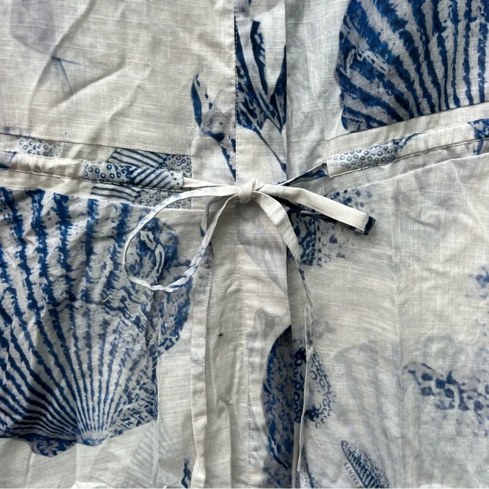 Allsaints Dalia Oceano Cotton Midi Dress in Blue Seashell Size 10 - Image 7