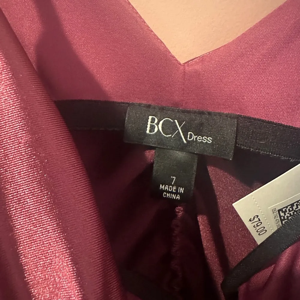 Elegant Satin Ruched Dress - Burgundy - Image 3