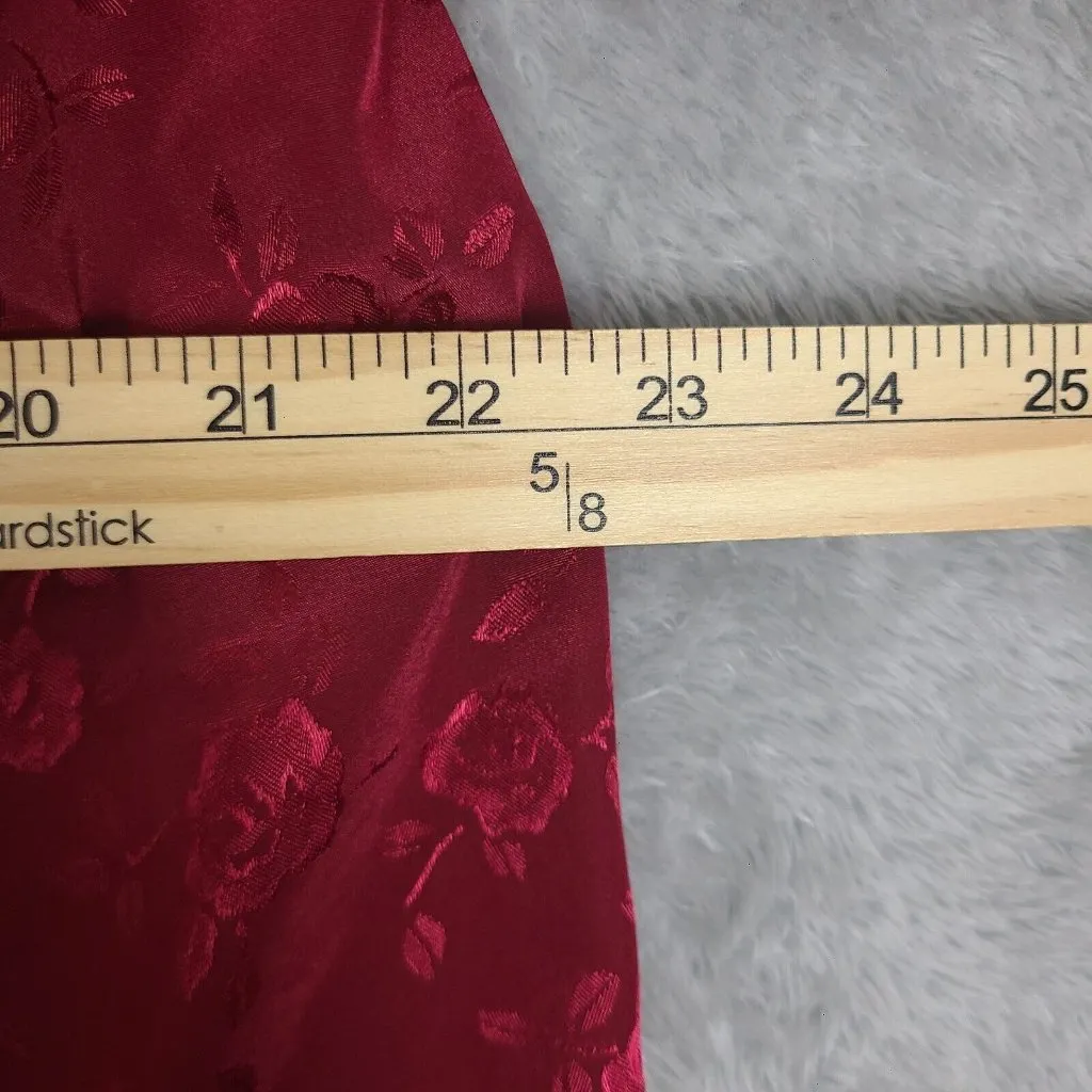 Vintage Jaclyn Smith Poppy Red Pajama Top Blouse with Rose Motif Size Large‎ - Image 5