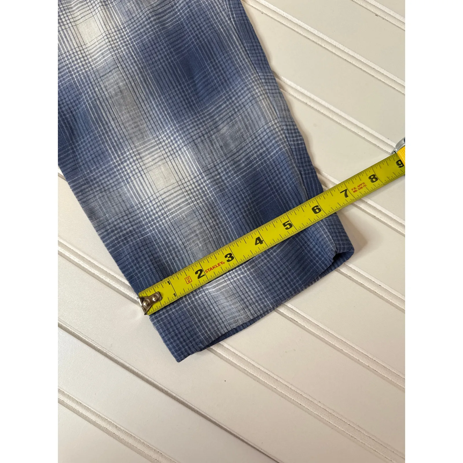 Reformation Bristol Linen Blue Plaid Paperbag High Waist Pants Trousers  Size 0 - Image 9