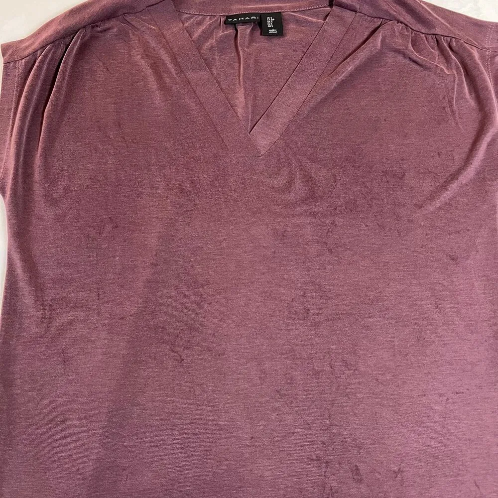 Tahari V-Neck Stretch Knee Length Shirt Dress Size Small Lightweight Casual - Image 9