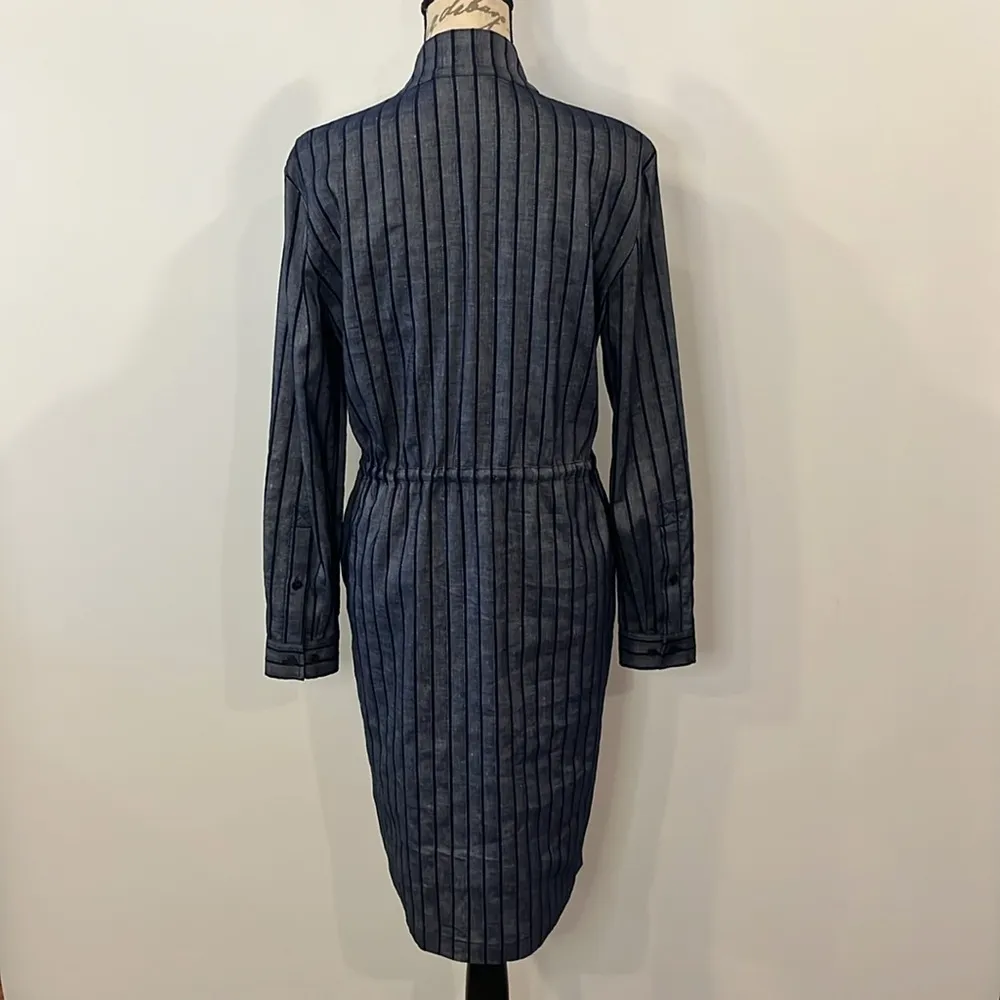 NWOT Etcetera flax linen blend stretch shirt dress navy blue 4 - Image 4
