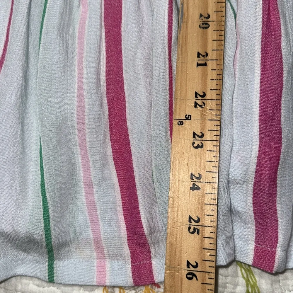 Crown & Ivy womens size XL 3/4 sleeve yarn dyed smock top square neck tie close - Image 5