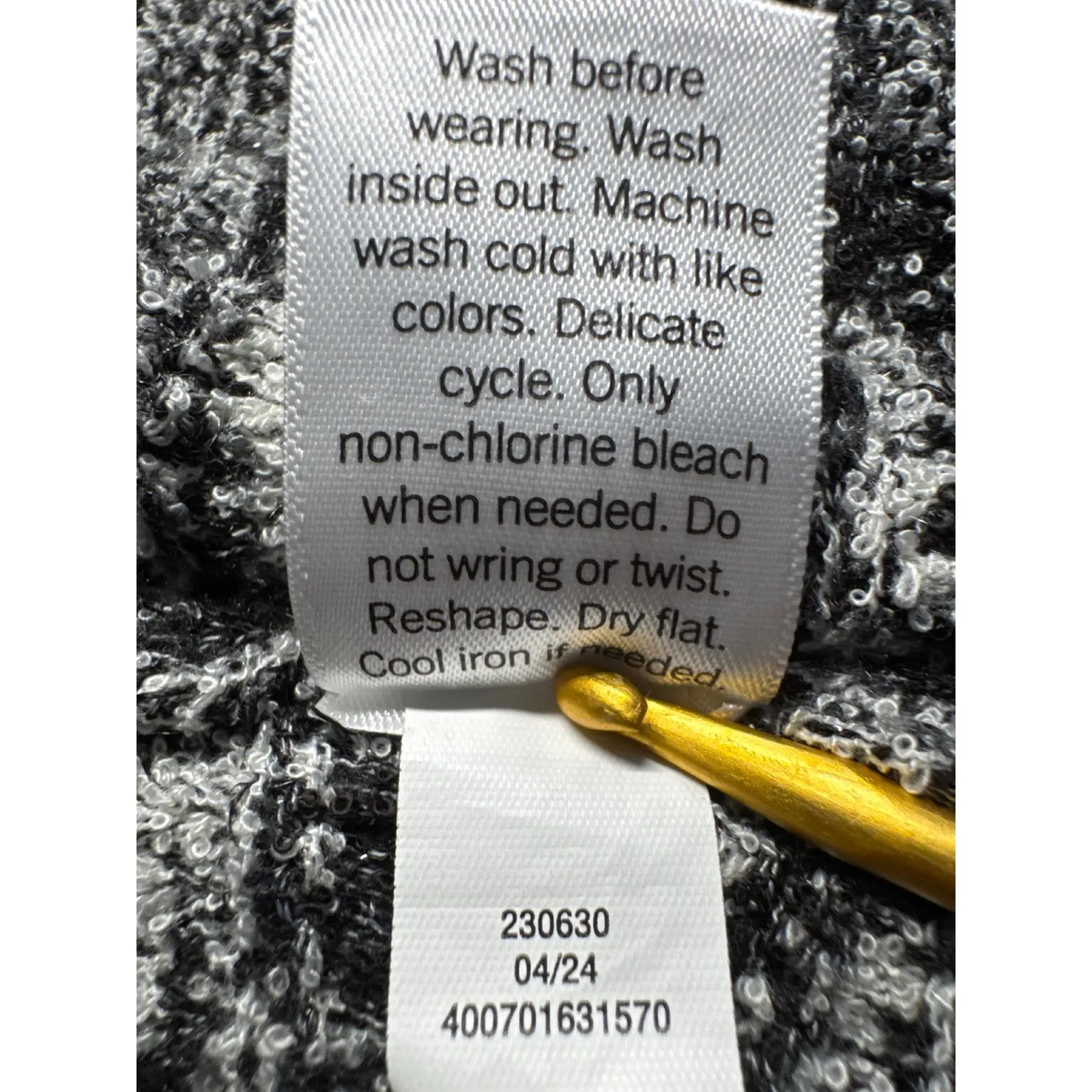 Nine West Women's Black White Marled Knit Cardigan Sweater Size L Button Pockets - Image 5