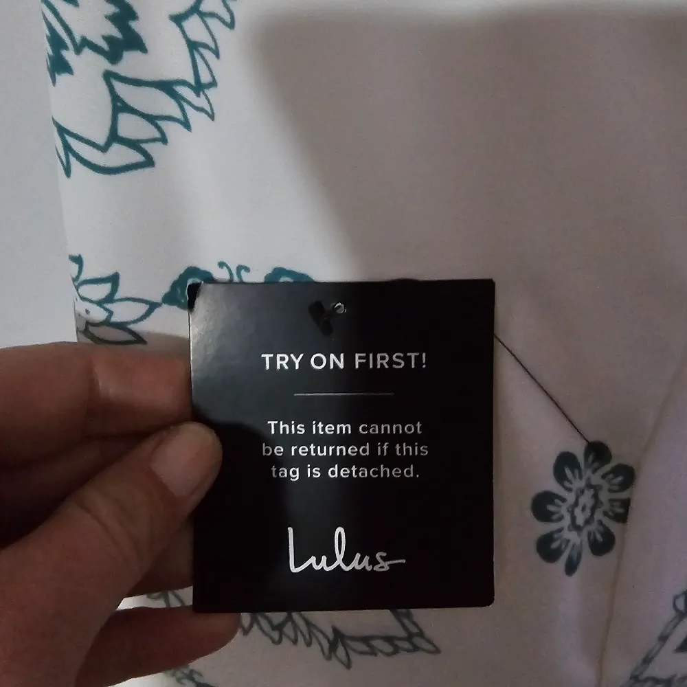 Lulu's I Can Sea It Now Cream & Teal Print Halter Dress Size XS - Image 7