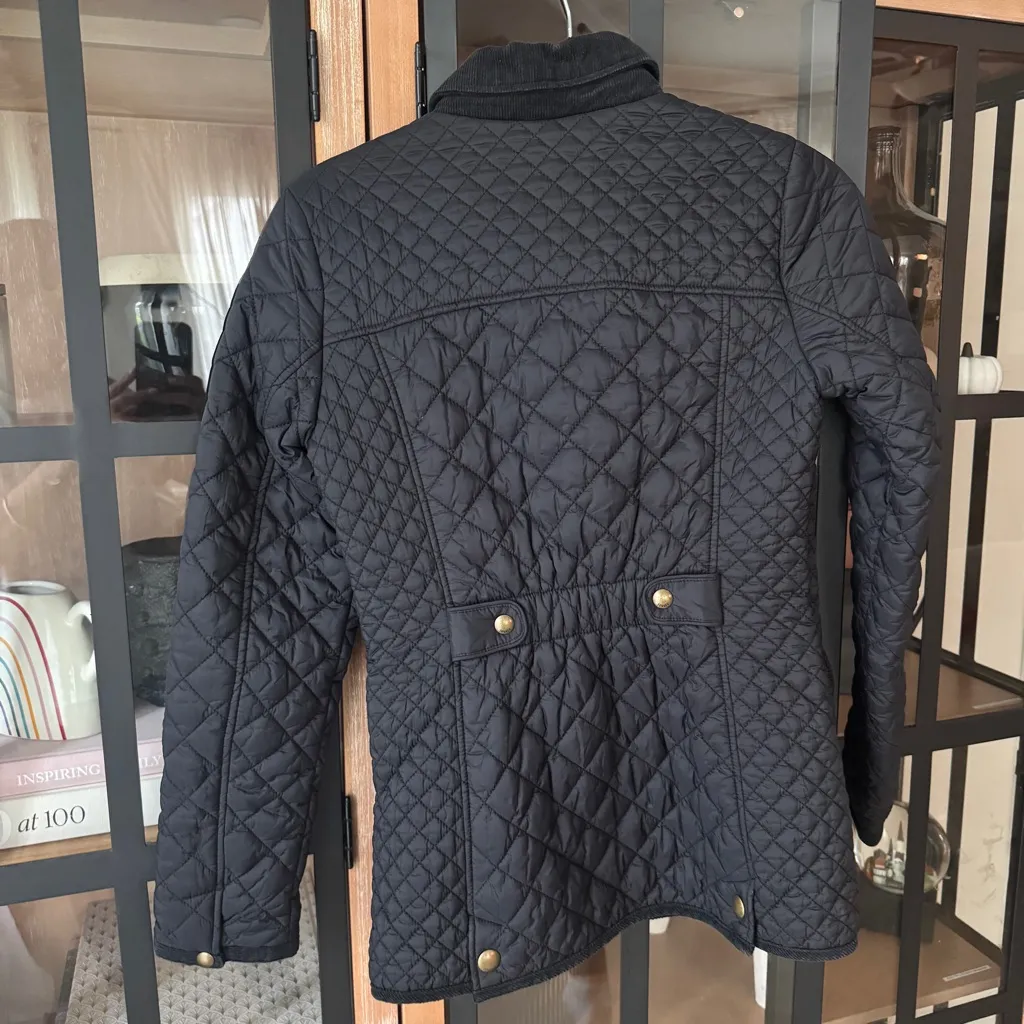 joules barn jacket Newdale Quilted Hunter Coat puffer corduroy collar zipper Black - Image 3