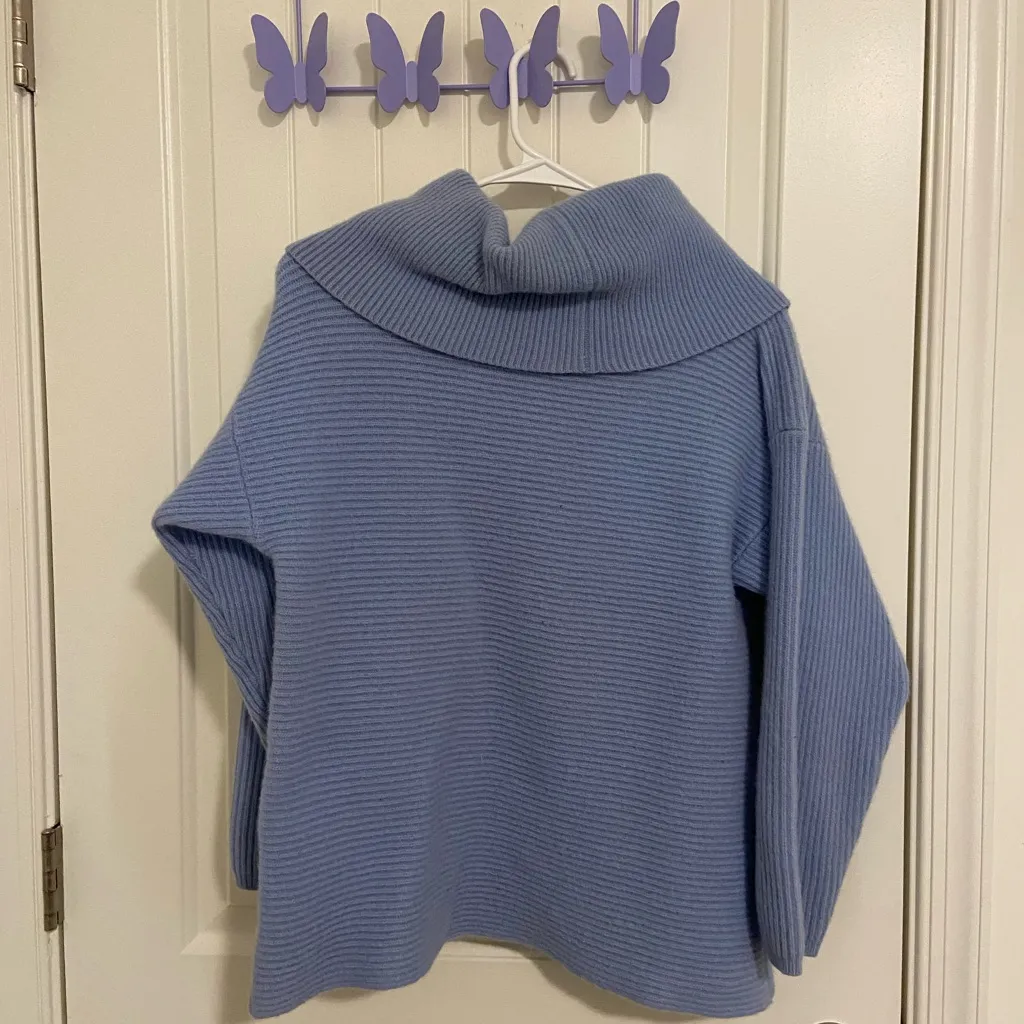 August Silk Knits women’s baby blue thick knit cowl neck sweater large‎ - Image 6