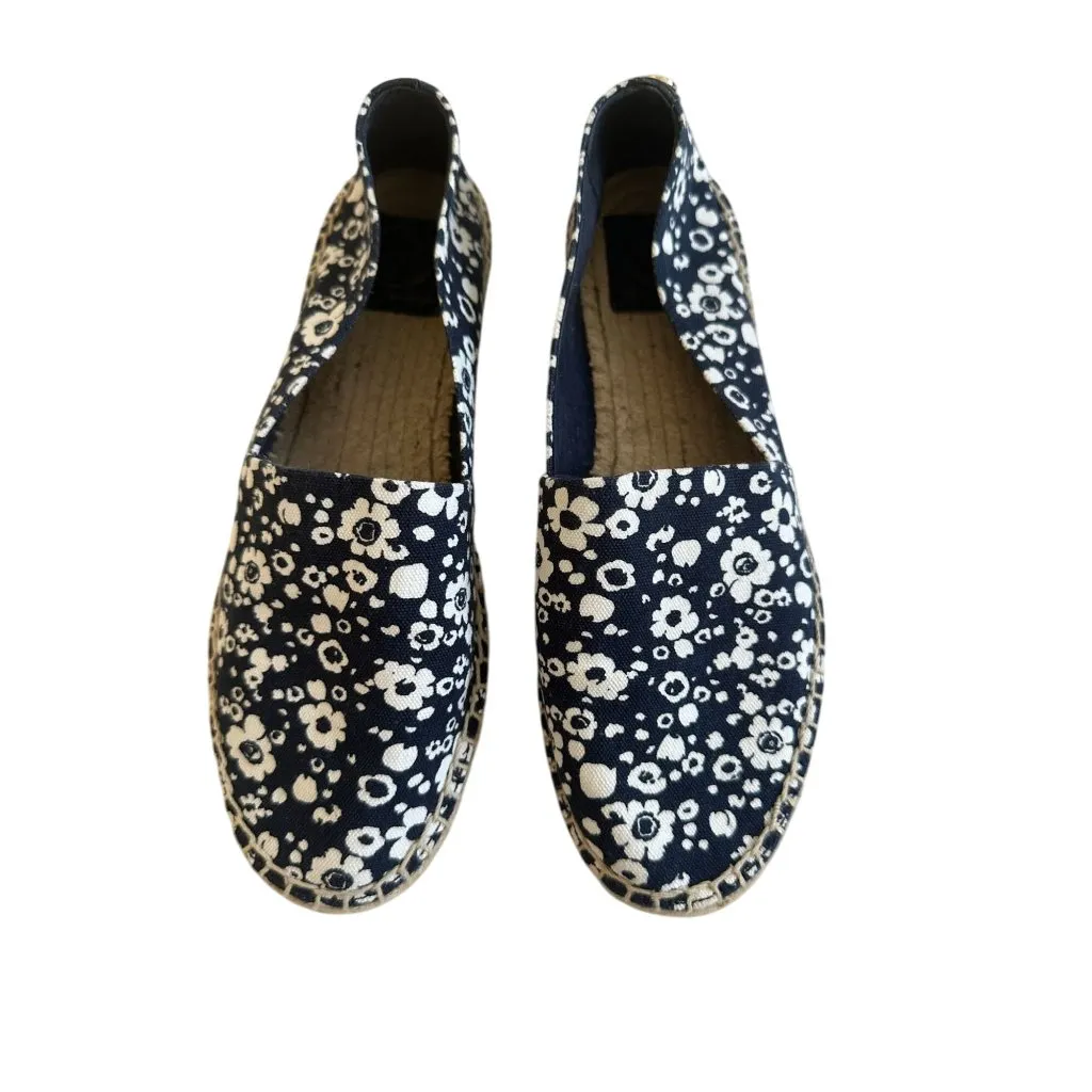 TORY BURCH Navy White Floral Espadrille Flats Size 8.5 - Image 2