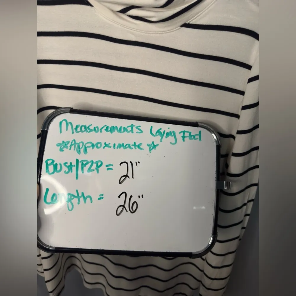 A. New Day black & white striped cowl neck long sleeved top. Size Medium - Image 4
