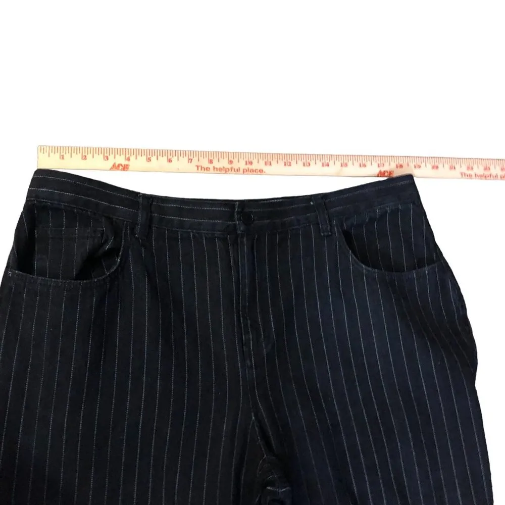 Vintage Lauren Ralph Lauren Denim Pants Womens 16W Used Dark Blue Pinstripe - Image 14