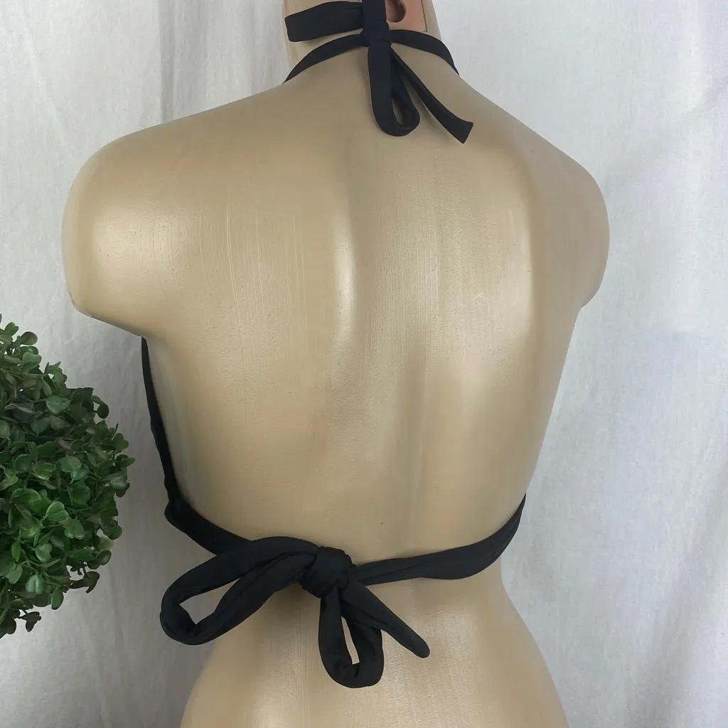 Victoria’s Secret Black Triangle Tie Bikini Swim Bathing Suit Top M - Image 2