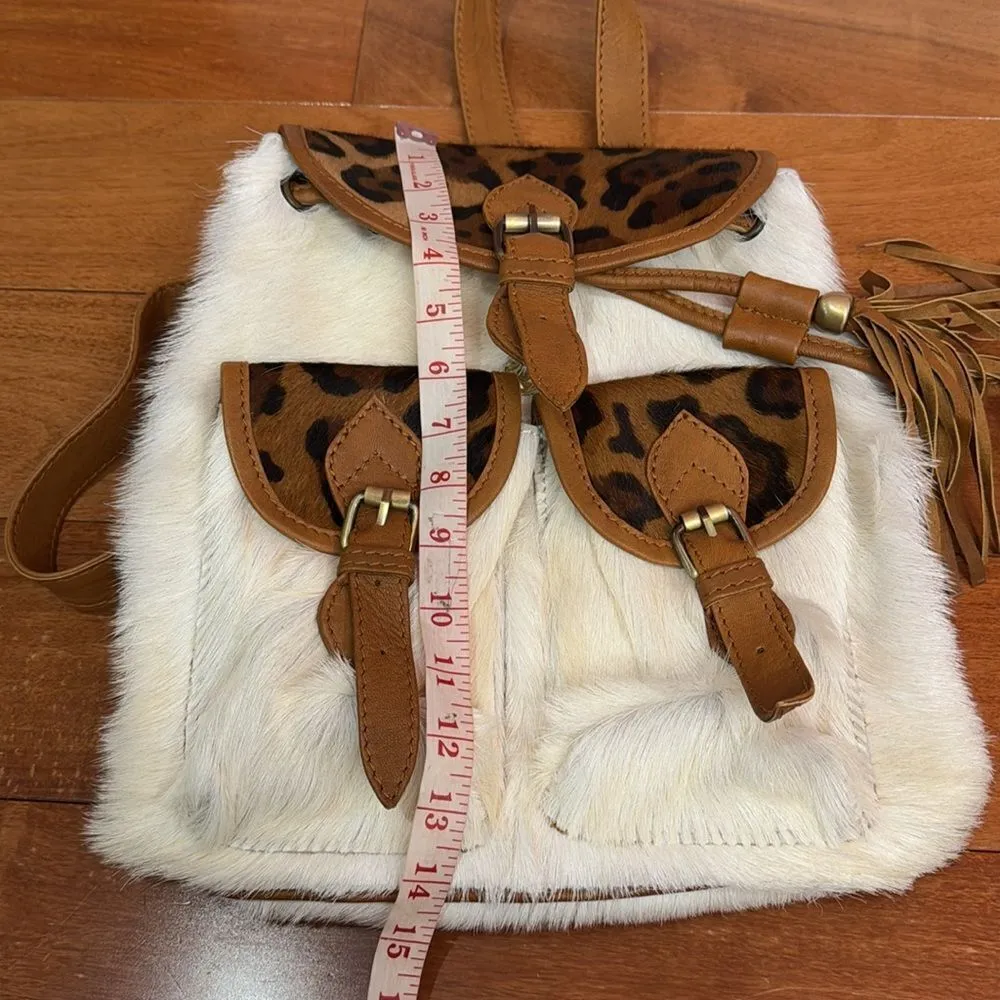 Jaded Gypsy backpack Leopard Print and White Fur Women's Backpack White - Image 12