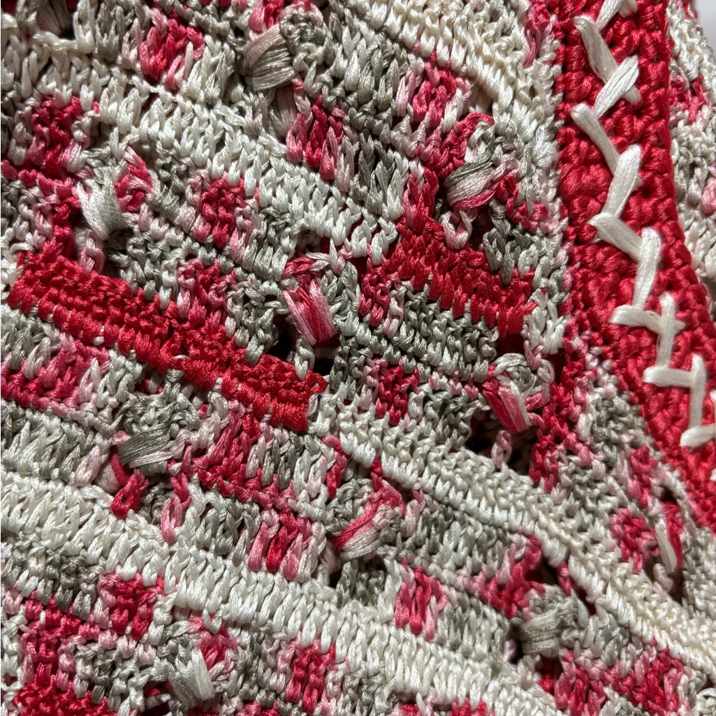 NWOT Oscar de la Renta Coral and Cream  crochet Knit dress - Image 8