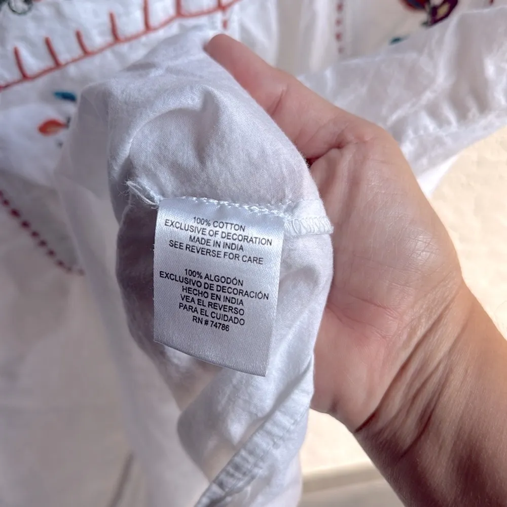 Embroidered Peasant Top White Size XL - Image 4