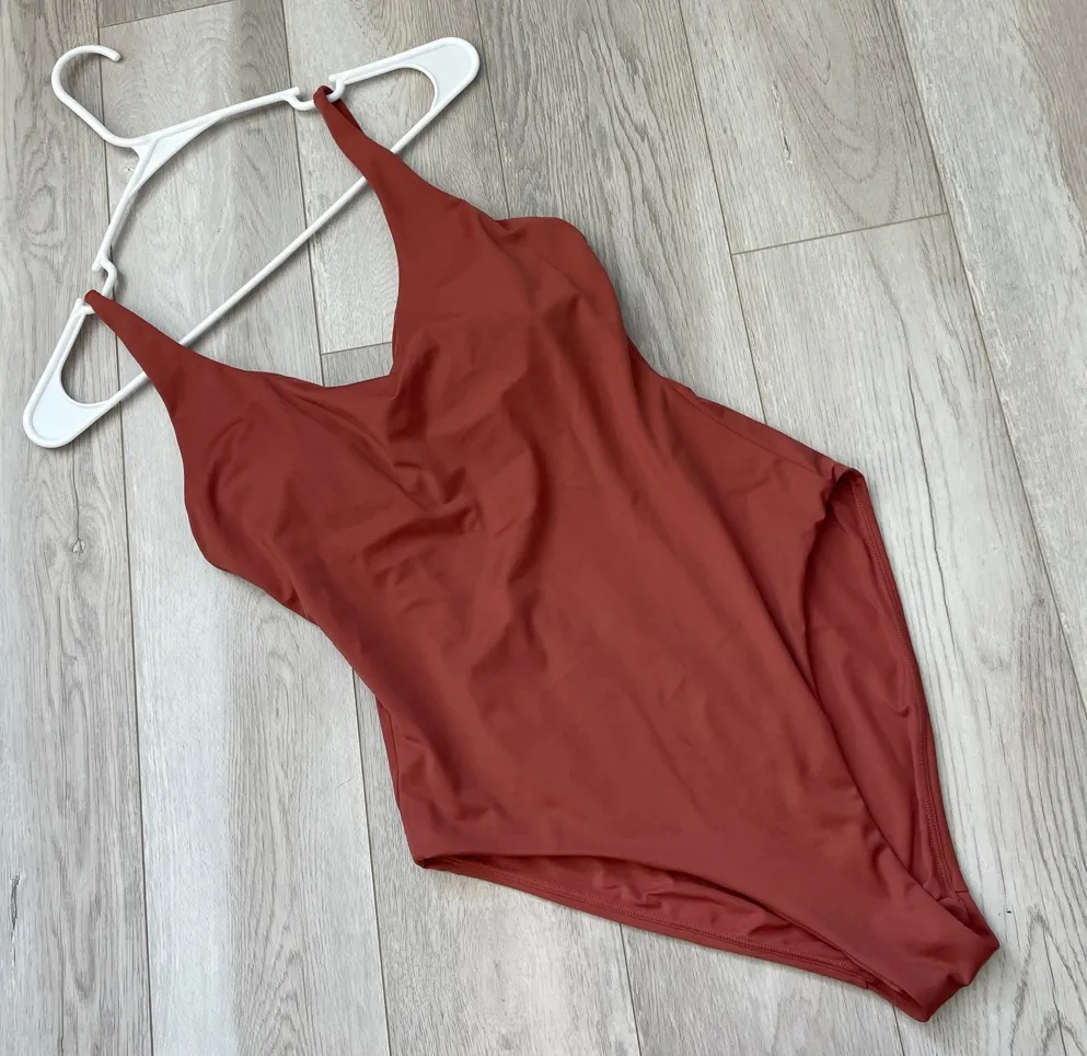 Andie One-Piece Swimsuit vneck womens Orange (medium) beach vacation classic - Image 1