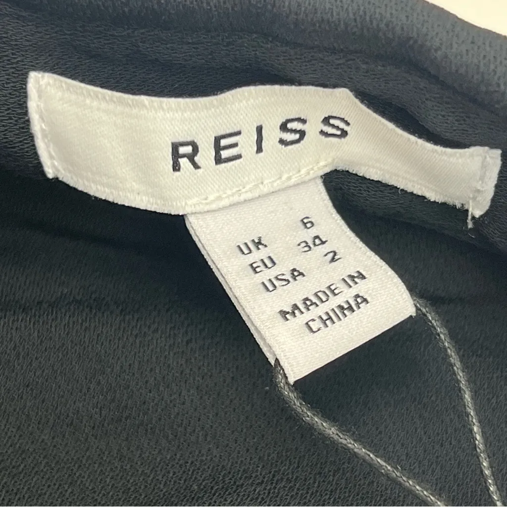 Reiss Nila Contrasting Button Through Shirt Top Black Nude Size 2 NEW *TINY FLAW - Image 4