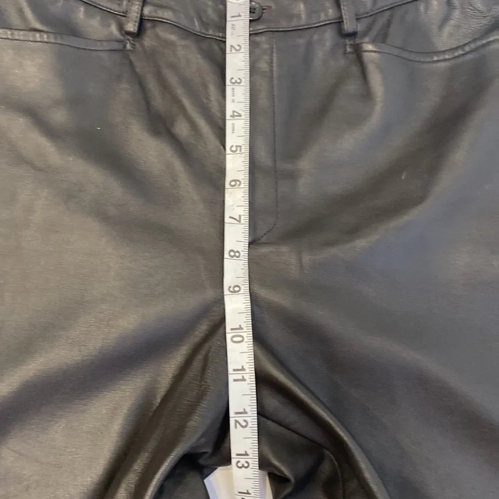 Linda Allard Ellen Tracy Black Leather Straight Leg Pants High Rise EUC Sz 6 - Image 9