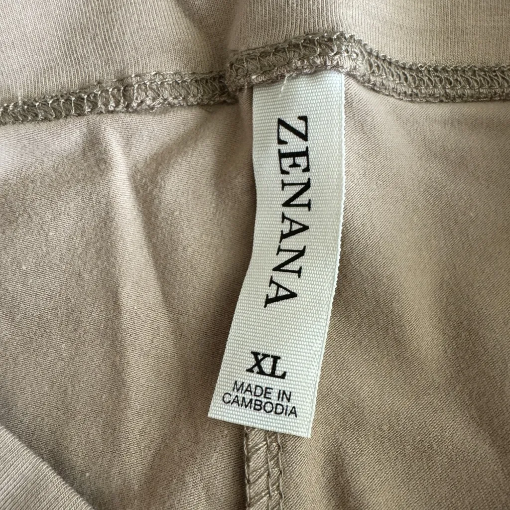 Women's Zenana Wide Waistband High Rise Full Length Leggings Beige XL - Image 8