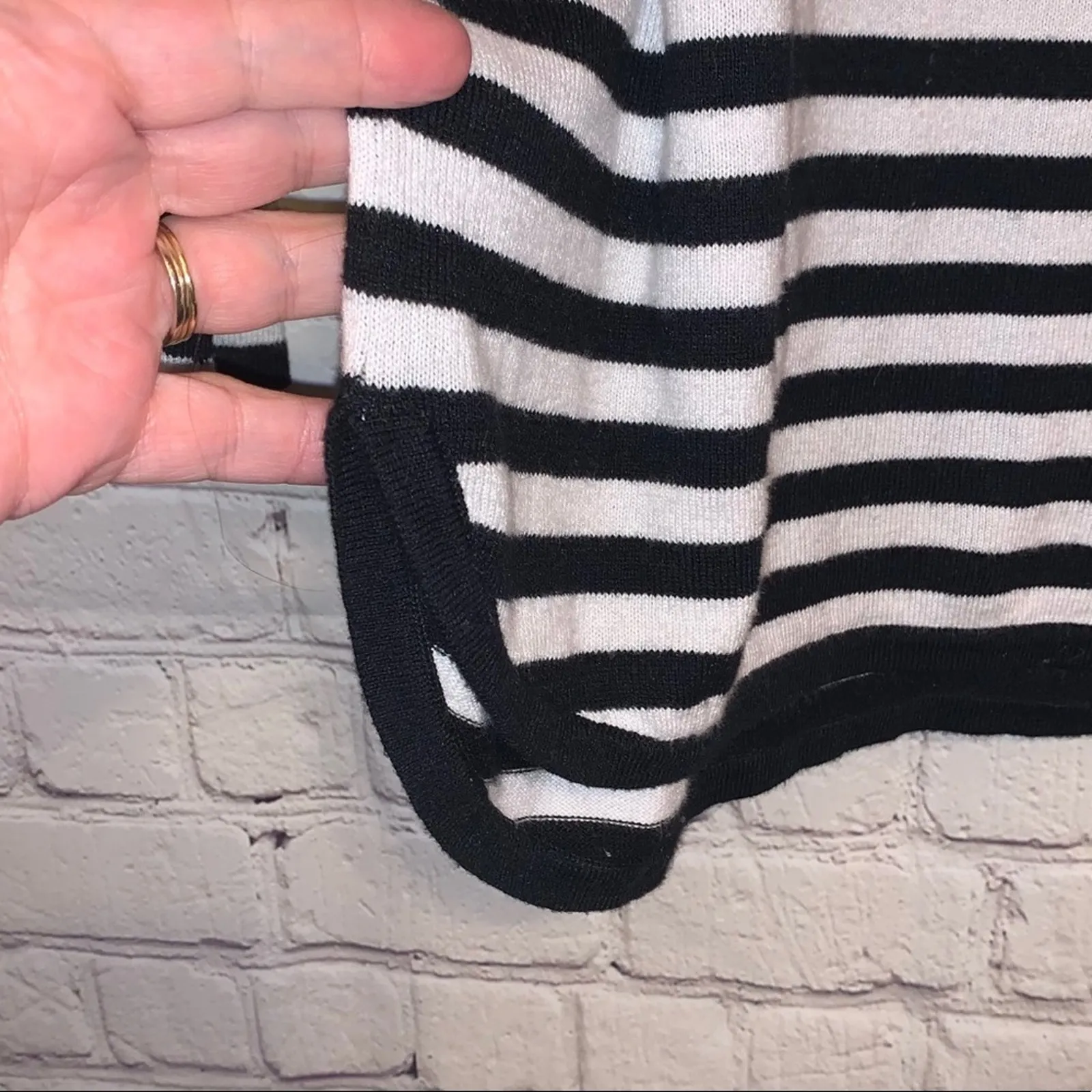 MICHAEL Michael Kors Striped Knit Sweater Black Size M - Image 3