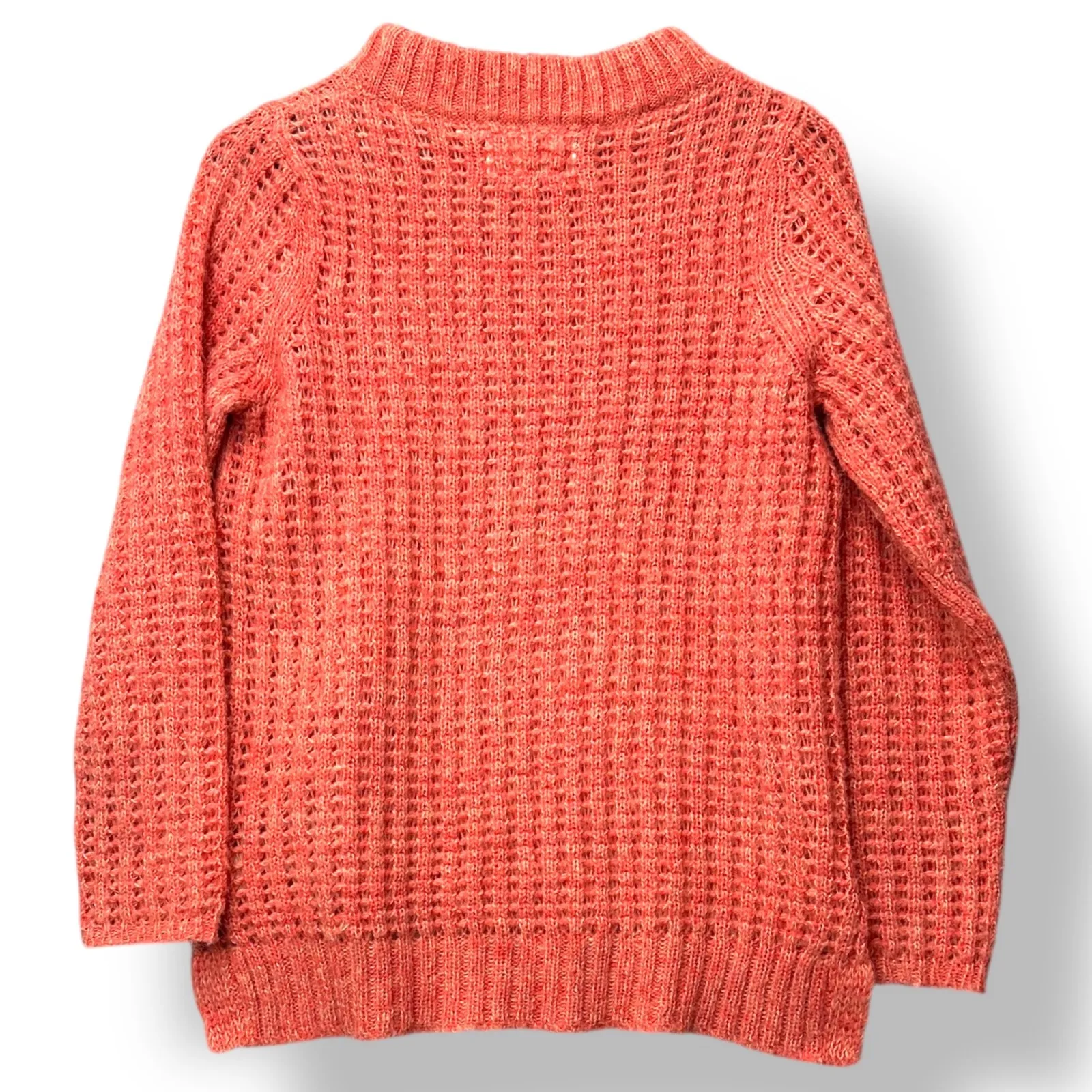 Field Flower Orange Textured Knit Mock Neck Sweater Women L Hygge Cottagecore Size L - Image 3