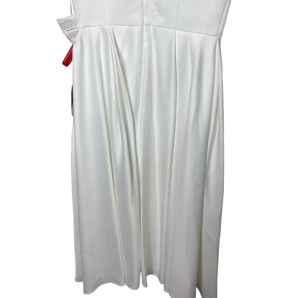 NWT Ieena for Mac Duggal High Neck Cap Sleeve Tea Length Dress in White 4 55699 - Image 11